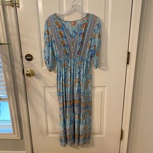 Tickled Teal blue floral dress, Size M